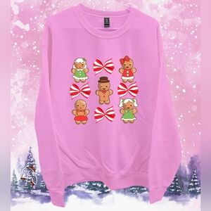 Gingerbread man and bows christmas sweatshirt